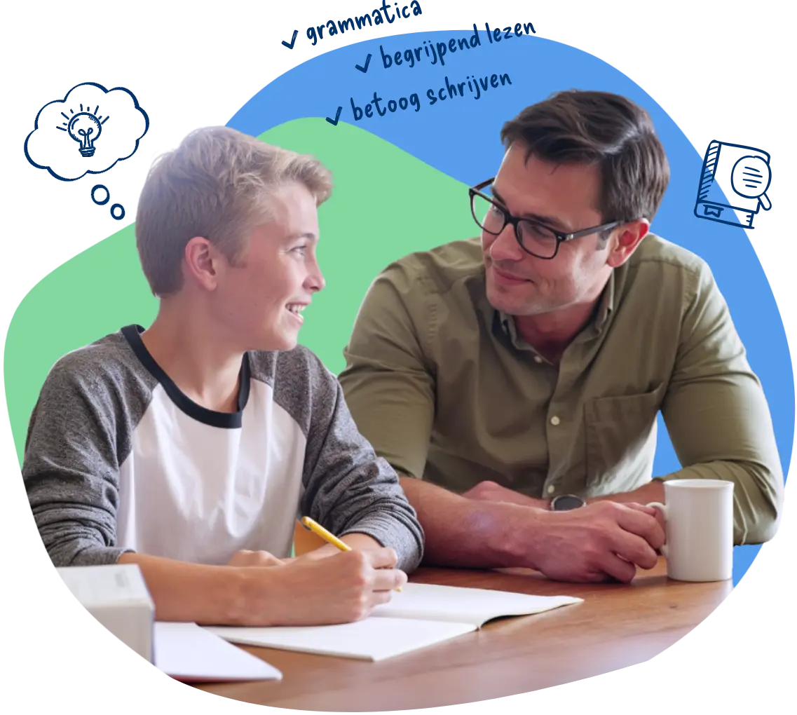 Nederlands bijles header - leerling met docent
